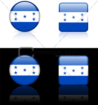 Honduras Flag Buttons on White and Black Background