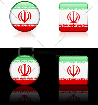 Iran Flag Buttons on White and Black Background