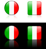 Italy Flag Buttons on White and Black Background