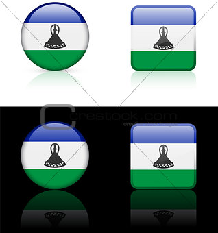 Losotho Flag Buttons on White and Black Background