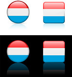 luxemburg Flag Buttons on White and Black Background