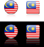 malaysia Flag Buttons on White and Black Background