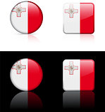 Malta Flag Buttons on White and Black Background