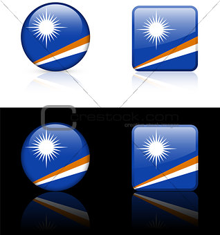 Marshall Islands Flag Buttons on White and Black Background
