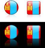 mongolia Flag Buttons on White and Black Background