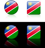 nambia Flag Buttons on White and Black Background