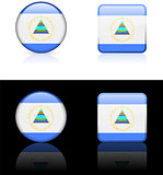 nicaragua Flag Buttons on White and Black Background