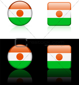 Niger Flag Buttons on White and Black Background