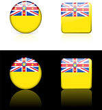 niue Flag Buttons on White and Black Background