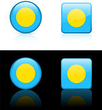 palau Flag Buttons on White and Black Background