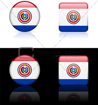 paraguay Flag Buttons on White and Black Background