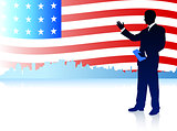 Businessman with American Flag Background
