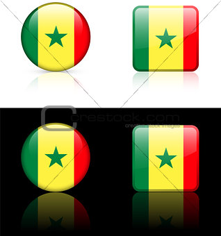 senegal Flag Buttons on White and Black Background