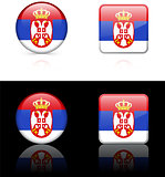 serbia Flag Buttons on White and Black Background