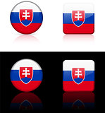 Slovakia Flag Buttons on White and Black Background