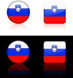 slovenia Flag Buttons on White and Black Background