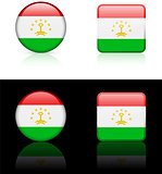 tajikistan Flag Buttons on White and Black Background
