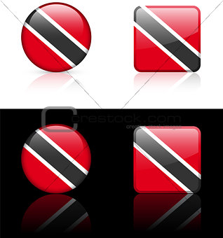 Trinidad Flag Buttons on White and Black Background