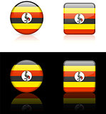 Uganada Flag Buttons on White and Black Background