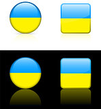Ukraine Flag Buttons on White and Black Background