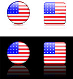 United States Flag Buttons on White and Black Background