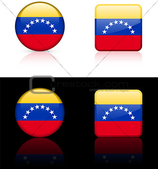 Venezuela Flag Buttons on White and Black Background