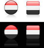 Yemen Flag Buttons on White and Black Background