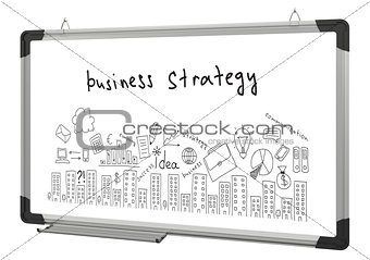 White magnetic board and business sketches