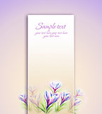Painted watercolor card with crocus flowers