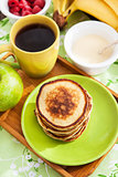 Breakfast with apple pancakes