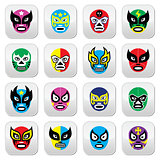 Lucha Libre, Luchador Mexican wrestling masks icons