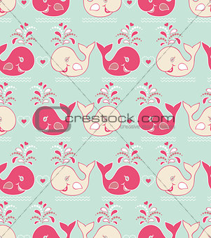 seamless pattern with cute wales