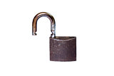 Unlocked padlock close-up - isolated