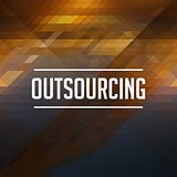 Outsourcing Concept on Retro Triangle Background.