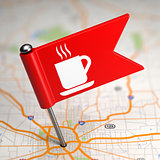 Cup Icon - Small Flag on a Map Background.