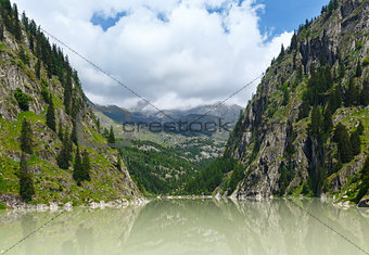 Summer mountain canyon and dam (Alps, Switzerland)