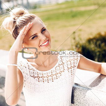 girl in white summer dress