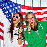 Beautiful patriotic girls with lollipop