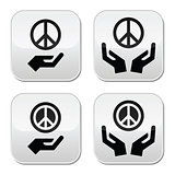 Peace sign with hands icons set