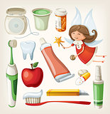 Set of items for keeping your teeth healthy