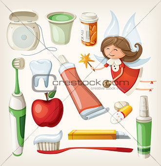 Set of items for keeping your teeth healthy