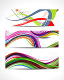Abstract Colorful Wave Banner Set