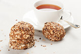 Cup of tea and healthy oat cookies