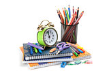 Schoolchild and student studies accessories. Back to school conc