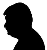 Silhouette of a mans head in black, vector