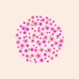 Circle Composed of Pink Flower Silhouettes.