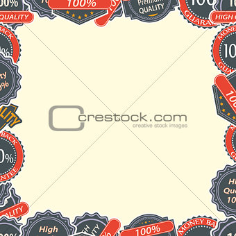 Vintage Quality Labels and Badges in Retro Style Frame