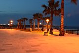 Stone beach promenade at night