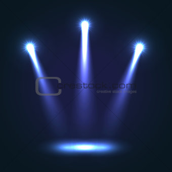 Vector Background With Three Bright Spotlights