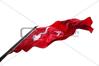 Waving flag of Turkey isolated on white background